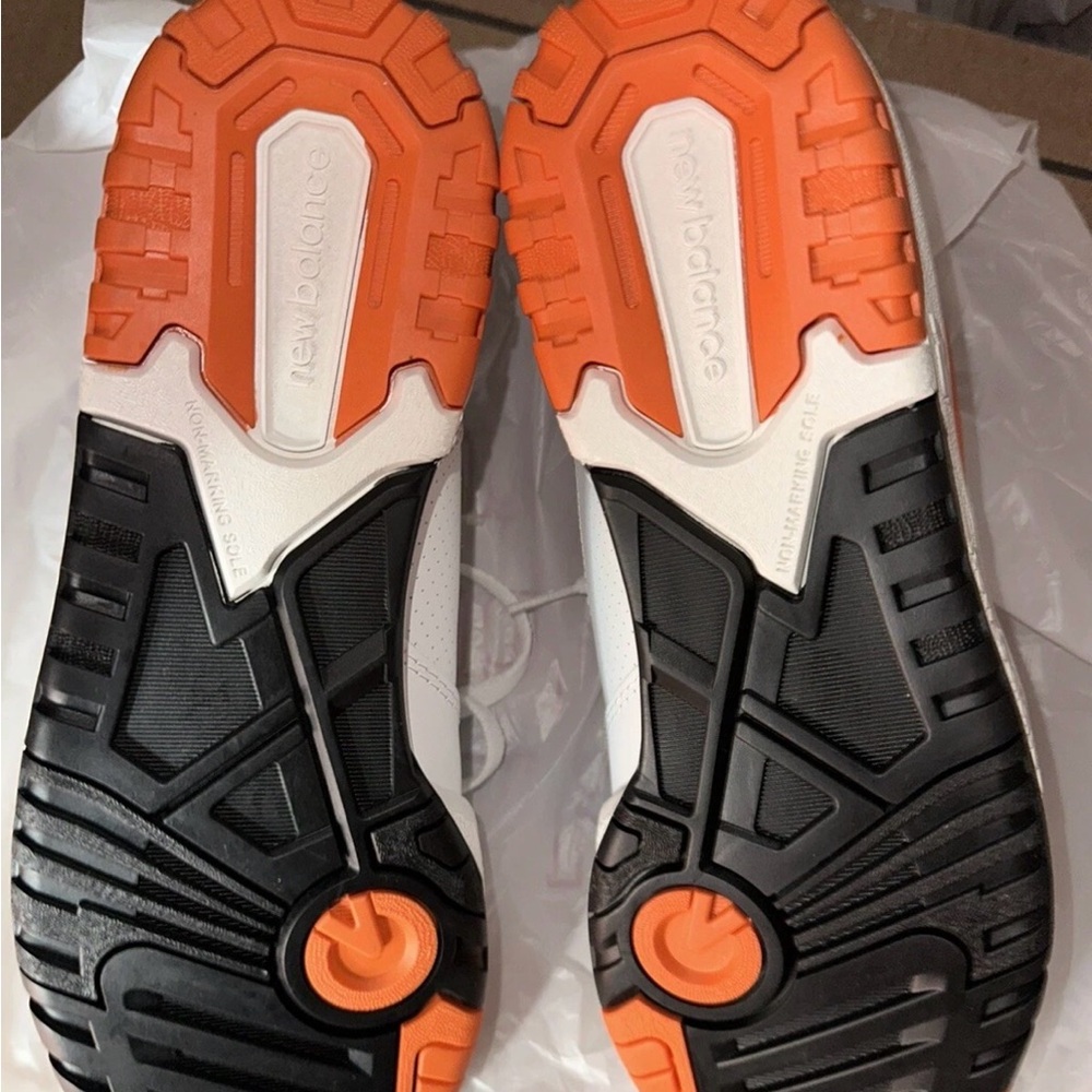 New Balance White & Orange 550 Low-Top Sneakers- No Box - Picture 3 of 4